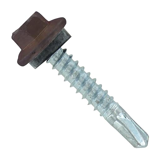 Fasteners Plus ST Fastening Maxx SteelBinder Metal to Metal #12 x 2 Koko Brown Screws with EPDM Rubber Washer, 250-Count - Designed for Roofing and Siding Panels