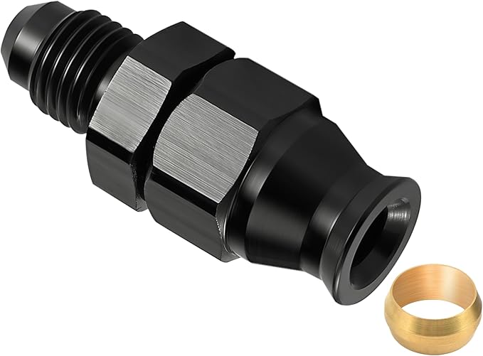 EVIL ENERGY 6AN Male to 3/8" Hardline Compression Fitting Adapter Aluminum Black