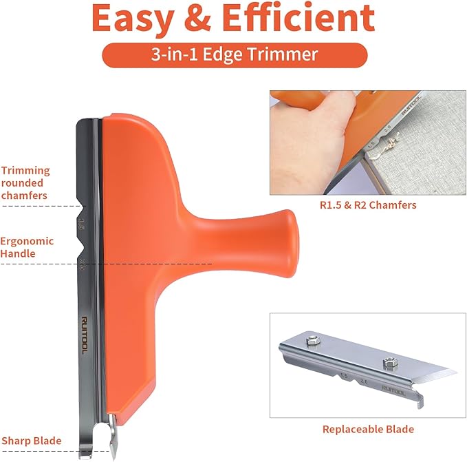 RUITOOL Edge Banding Trimmer with Sharp Stainless Steel Blades and Ergonomic Grip, Suitable for Veneer, PVC, and ABS on Straight, Curved, and Chamfered Edges