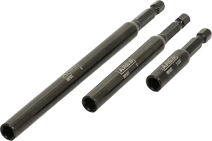 ARES 22030 ??3-Piece Magnetic Bit Holder Set ??1/4-Inch Hex Shank for Use with Power Drills and Drivers ??Magnet Securely Holds Bits in Place ??Includes 2.5-Inch, 4-Inch, and 6-Inch Lengths