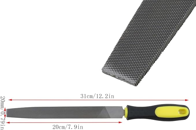 1 Pcs 8in Length Flat File, High Carbon Steel Hand File with PVC Anti-collision Handle for Refining, Removing, Shaping and Scraping Projects, Used in Jade, Ceramic, Metal Polishing