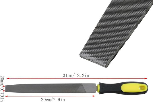 1 Pcs 8in Length Flat File, High Carbon Steel Hand File with PVC Anti-collision Handle for Refining, Removing, Shaping and Scraping Projects, Used in Jade, Ceramic, Metal Polishing