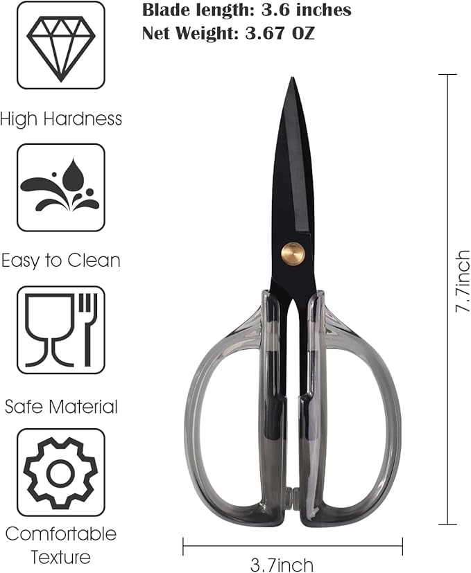 Kitchen Shears Scissors&Sharp Scissors, ARCHIKING 7.7inch Black Titanium Plated Scissor-Meat and Poultry Shears, Dishwasher Safe, Acrylic Handel All Purpose Stainless Steel Utility Scissor Black