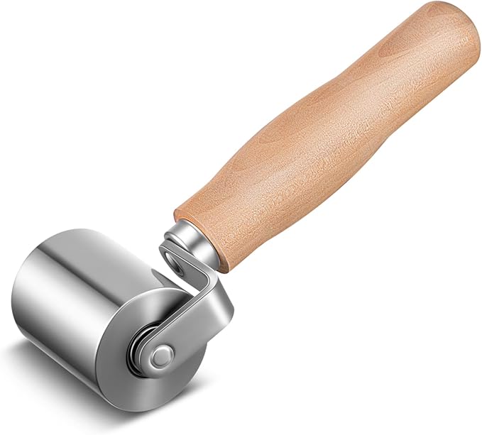 2-1/2" Curved End Ball Bearing Steel Roller Heavy Duty Sealant Steel Seam Roller with Wood Handle for Rv Roof Repair