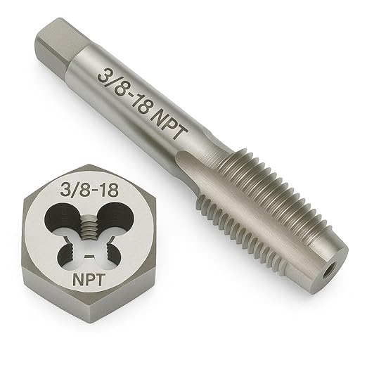 3/8"-18 NPT Tap and Die Set ??GCr15 Alloy Steel Pipe Thread Tap and Hex Die Combo, Taper Thread Repair Tool for Conical Pipe Fittings