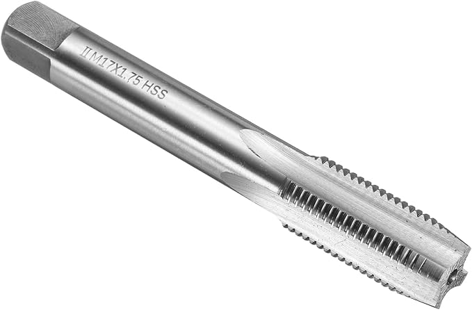 uxcell Hand Plug Tap M17 x 1.75 H2 Metric Thread Plug Style Taps Straight Flute Screw Tapping Threading Tool High Speed Steel HSS6542