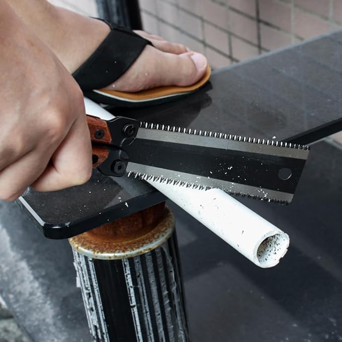 Hand Saw 5.62 Inch Mini Double Edges Pull Folding Saw Portable Hand Wood Saw for Hard/Soft Wood/Camping Saw with SK5 Blade, Safety Latch, Gifts for Men