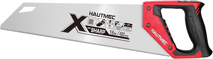 HAUTMEC 16" X-Sharp Universal Hand Saw for Speed, Cuts Quality and Accuracy, Fine-Cut Handsaw with 11 TPI Triple-Ground Teeth and 1mm Thickened Large Blade, Bi-Material Ergonomic Soft Handle – HT0152