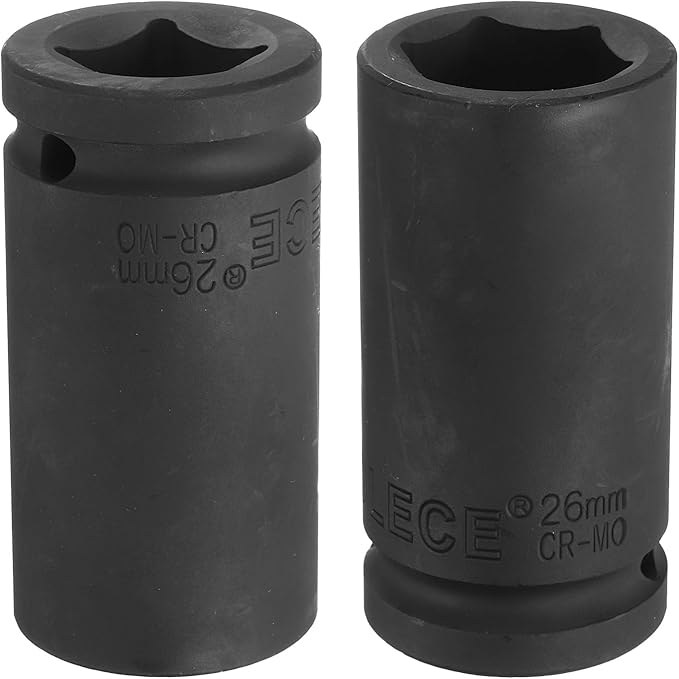 uxcell 3/4-Inch Drive 26mm 6-Point Deep Impact Socket, CR-MO Steel 78mm Length, Metric Sizes