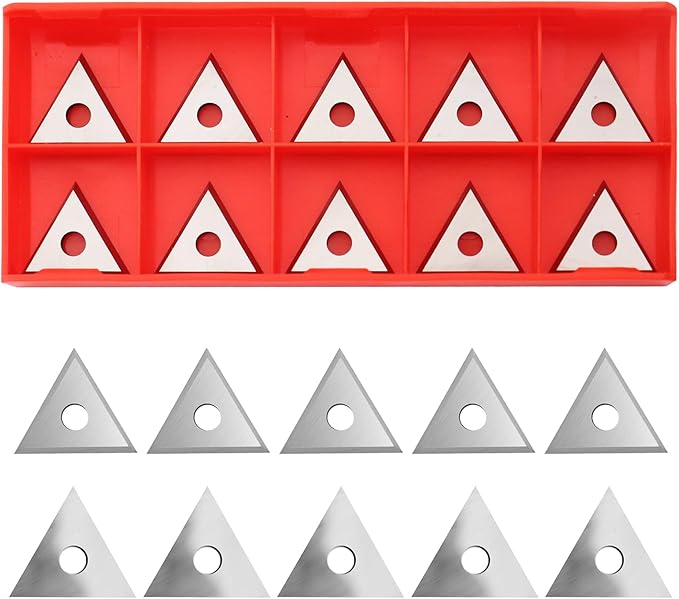 Paint Scraper Blade 1" Triple-Edge Triangle Carbide, 10Pcs Double-Edged Reversible Replacement Blades, Fit for 1in Scraper, for Removing Paint, Glue, Varnish and Rust