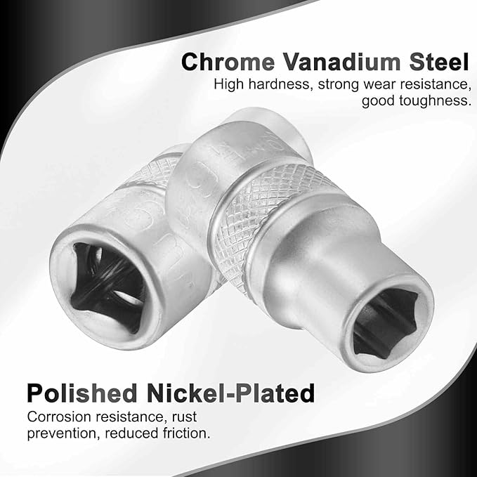 HARFINGTON 6 Points Deep Socket 1/4" Drive 6mm Deep Metric CR-V Steel Polished Nickel Plating Flip Sleeve 25mm / 1" Extra Long Socket Tool for Home Auto Nuts Bolts Repair