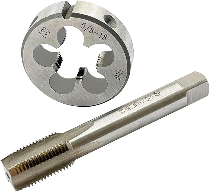 5/8-18 Tap And Die Set, UNF Machine Thread Tap And Round Thread Die Right Hand HSS Taper