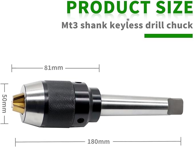 1/64"-1/2" Heavy Duty MT3 Shank Lathe Keyless Drill Chuck Special Titanium Jaws