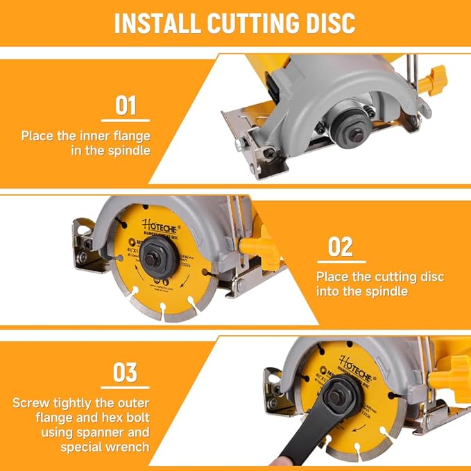 Hoteche 4-3/8-Inch Dry/Wet Masonry&Tile Saw 1300W Electric Cutter for Stone, Ceramic and Marble Cutting(Tool Only)