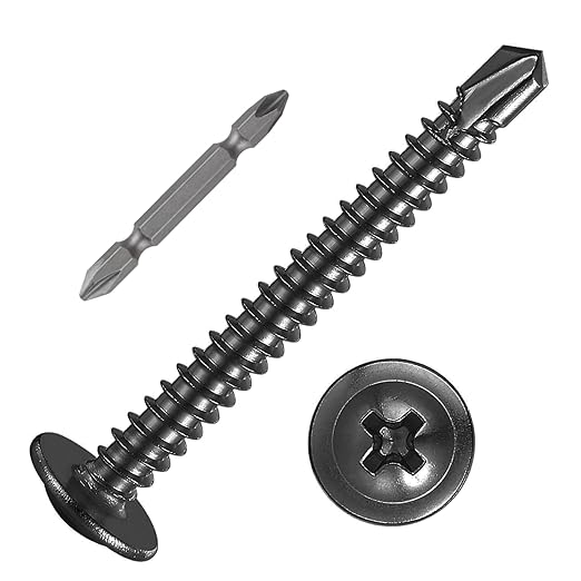 (150 pcs) Wensilon #10횞1-1/2??for Sheet Metal Self-Tapping Screws 410 Black Stainless Steel Truss Head High-Strength Quick Tapping
