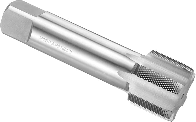 uxcell Hand Plug Tap M52 x 1.5 H2 Metric Thread Plug Style Taps Straight Flute Screw Tapping Threading Tool High Speed Steel HSS6542