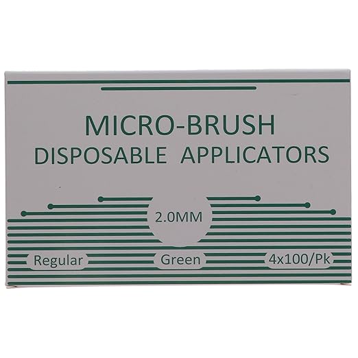 HSB 101317, Micro-Brush Applicators, Disposable Dental Micro Brushes, Bendable Neck for Precision Application, Ideal for Dental & Cosmetic Applications, Regular, Green, 400/Pk, Case of 40 Boxes