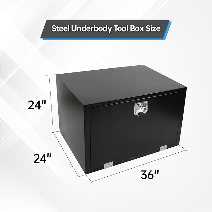 36 Inches Steel Underbody Tool Boxes竊똇eavy Duty Flatbed Tool Box with Lock and Key, Black (36" *24 "*24")