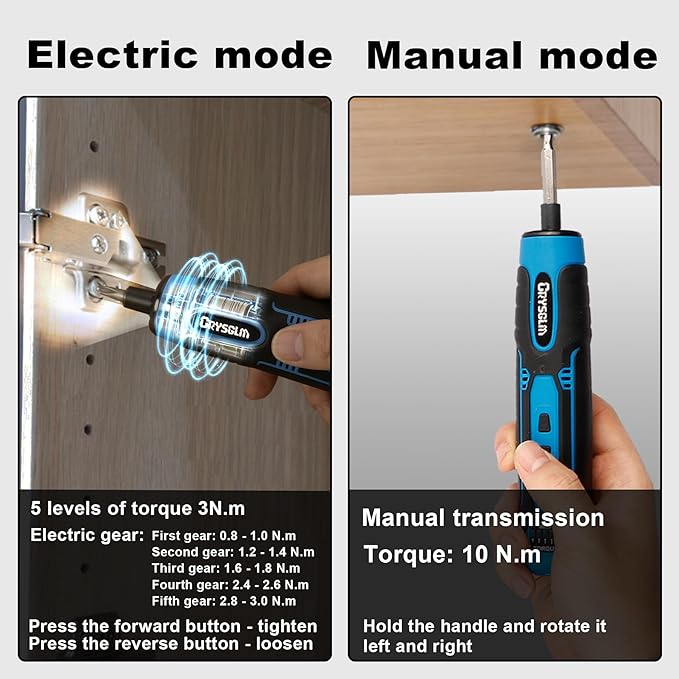 3.6V Cordless Screwdriver Set, Electric Screwdriver with 24 in 1 Magnetic Bits, 3-10 N.m Torque for Electrician Tools & DIY,300RPM (Sky Blue)