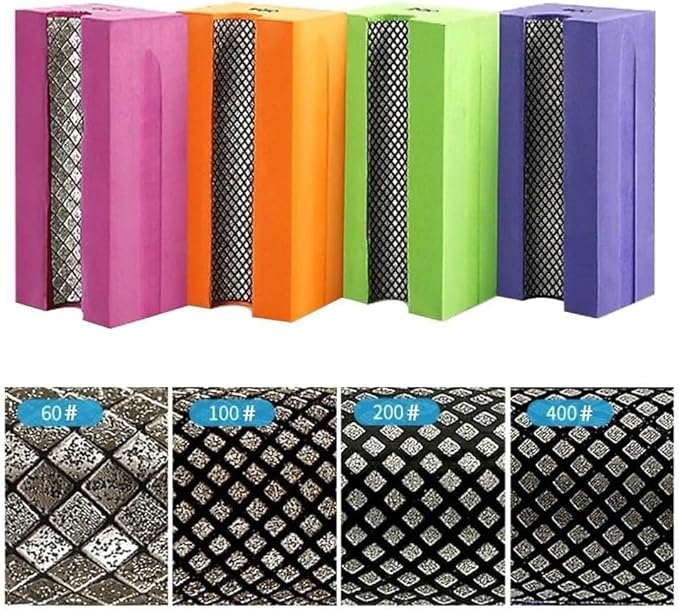 Concave Electroplated Diamond Sanding Block, 60/100/200/400 Grit Curved Polishing Pad for Grinding Trimming Granite Marble Glass Stone Tile Wood (4 Pieces)