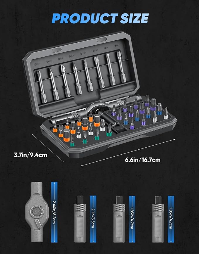42 in 1 Magnetic Screwdriver Set, Ratcheting Screwdriver Kit,Detachable Multi-Functional Handle & 40pcs in Storage Case for Electronics, Furniture, DIY& Holiday Gifts(Grey)