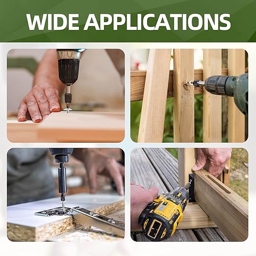 #10 x 1 (100 PCS) Modified Truss Head Wood Screws, Phillips Drive Quick Metal Self Tapping Screws, White Head, Full Thread, Screwdriver Bit Included
