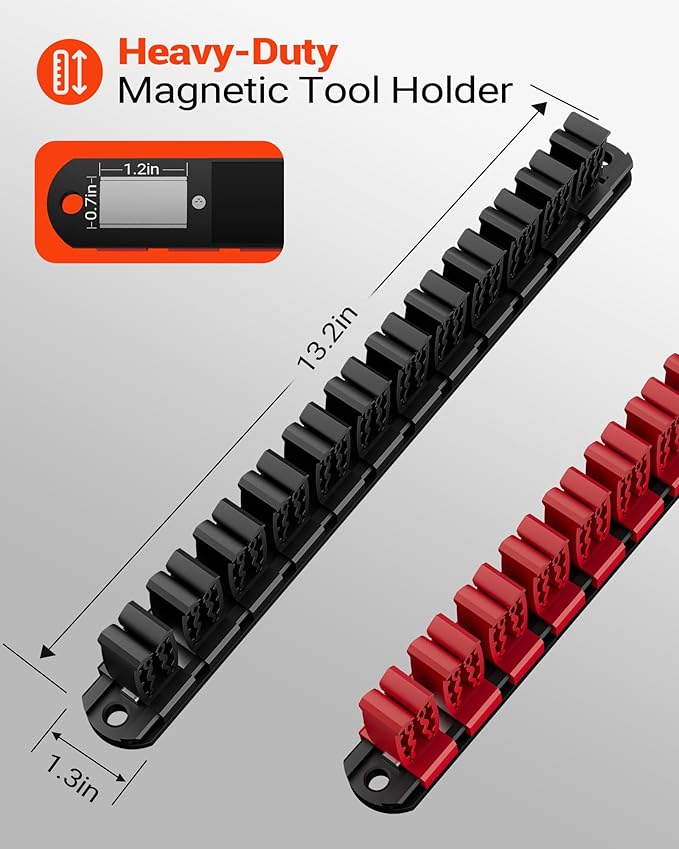 Magnetic Wrench Organizer and Screwdriver Organizer for Work shop, Garage | Tool Organization with Magnet & Space Optimization | Gift for father, brother, boyfriend (2 pcs, blue)
