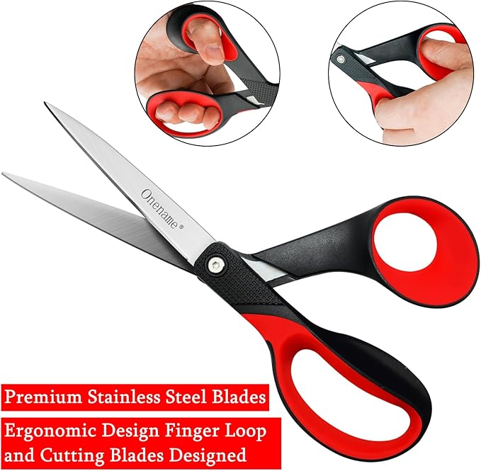 OneName Left Handed Scissors,8 Inch Lefty Scissors All Purpose,Stainless Steel Sharp Blade Soft Comfort-Grip Left Handed Scissor Adults,Great for Office,Home,Sewing,School Crafting 2 Pack