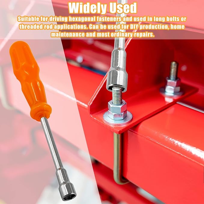Biaungdo 10mm Socket Wrench Screwdriver, High-Carbon Steel Hexagon Nut Driver Non-Magnetic Tip Hex Nut Screwdriver Hand Tool