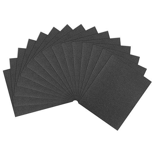 HARFINGTON 15pcs Sandpaper 60 Grit 9 x 11 Inch A-Weight Backing Silicon Carbide Abrasive Wet Dry Sanding Sheets for Wood Finishing, Metal Sanding, Automotive Polishing