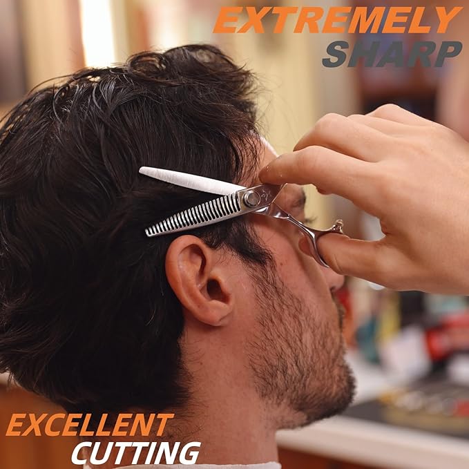 High-end Professional Hair Cut Thinning Scissors Hair Cutting Teeth Shears Barber Hairdressing Texturizing Scissor Extremely Very Sharp 6 Inch Dynamic Steel Alloy For Men Women Salon & Home