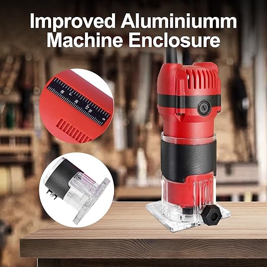 Router Tool 800W for Woodworking Tools Compact Edge Trimmer with 15 1/4" Router Bit Set 31000r/Min 110V,Tool Box Edge Guide, Roller Guide, Dust Hood