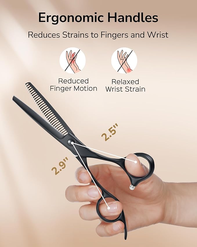 ULG Texturizing Shears ??Professional Stainless Steel, Ergonomic Offset Handles, Teflon Coated, Deer Tooth Blades for Precise Thinning and Layering, Ideal for Stylists and Barbers