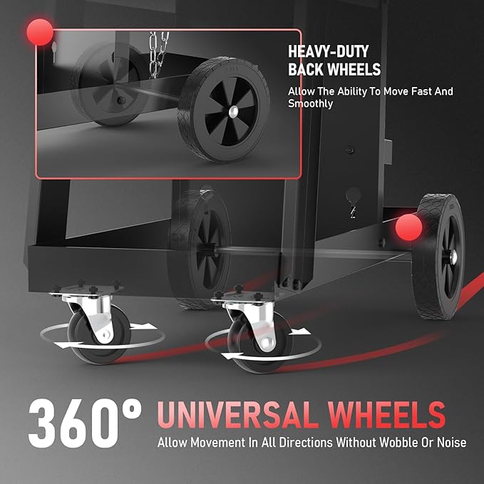 YESWELDER Welding Cart for TIG MIG Welder and Plasma Cutter,Three-Layer Welder Cart,Tank Storage Safety Chains, Heavy Duty Large Storage 360째 Rolling Welding Trolley