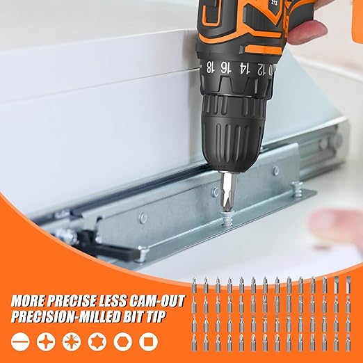 ENERTWIST 105 Pcs Drill Bit Set - HSS Titanium Coated, Carbon Steel Woodworking Bits, Hole Saws & Screwdriver Bits for Wood, Metal, Cement in Durable Case