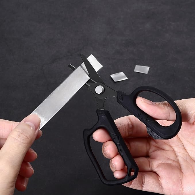 JARVISTAR 4.65" Fishing Scissors - Heavy Duty Line Cutter with Spring Clip Keychain, Dual Serrated Stainless Blades - Cuts Braided, Mono & Fluorocarbon Lines for Saltwater & Freshwater Black