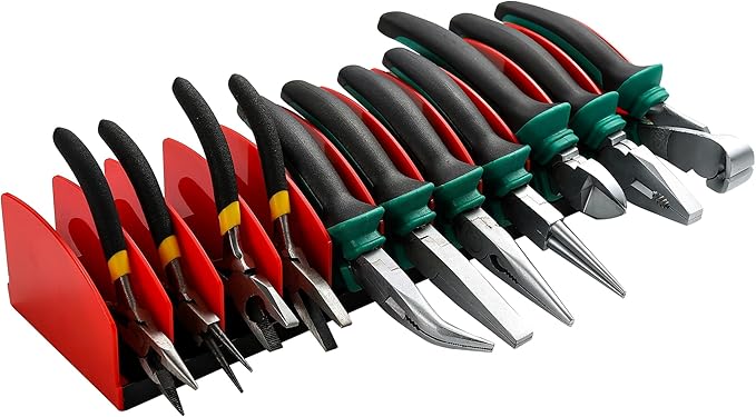 Plier Organizer Rack, Pliers Holder with Non-Slip Rubber Base and Adjustable Dividers, 11-Slot Tool Box Organizer, Cutter Organizers, Tool Drawer Organizer(Pliers Not Included)