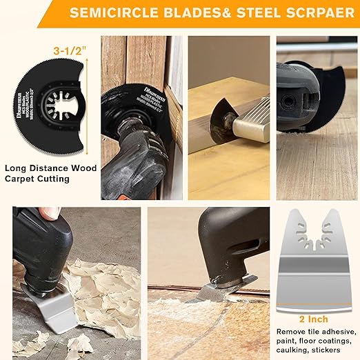 35PCS Multitool Blades Metal Cuts, Quick Release Oscillating Tool Blades for Metal Wood Nails Drywall Cutting, DIY and Pro Saw Blades Set Compatible with Dewalt Milwaukee Ryobi Dremel