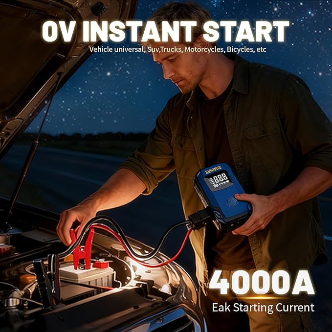 Z8 Jump Starter with Air Compressor, 4000A Portable Car Battery Booster (9.0 Gas/6.5L Diesel) with 150PSI Auto-Shutoff Tire Inflator, 12V Lithium Jump Box Car Battery Jumper Starter
