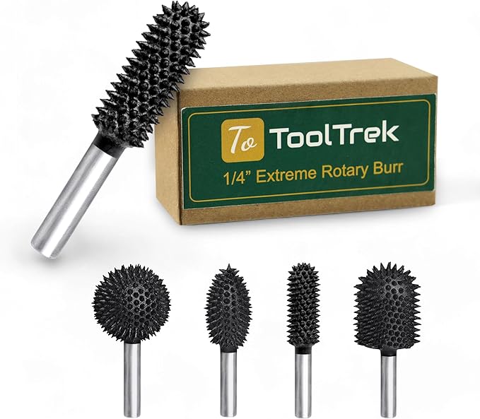 Extreme Ball Nose Rotary Burr, 1??" Shaft, Very Coarse - Woodworking Rotary Rasp File for Dremel, Foredom, DeWalt, Milwaukee - Abrasive Tungsten Carbide (1/2"*1-1/4")