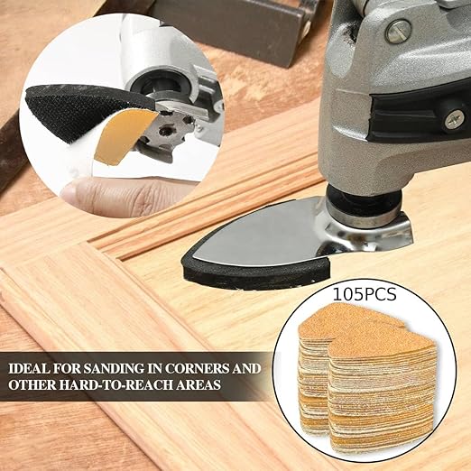 Gulrear 268PCS Multitool Sanding Pads for Oscillating Tool Sanding Attachments, Contains Triangle and Finger Sandpaper in a Variety of Grits, Detail Sanders for Woodworking, Metal and Other Surfaces