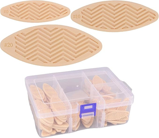 PVC Plastic Biscuit Joiner Tool 80 Pack ??Wood Color Joiner Biscuits For Connecting PVC Decorative Panels, solid wood, plywood, Biscuit Connector Set Include #0 20 PCS/#10 20 PCS/#20 40 PCS
