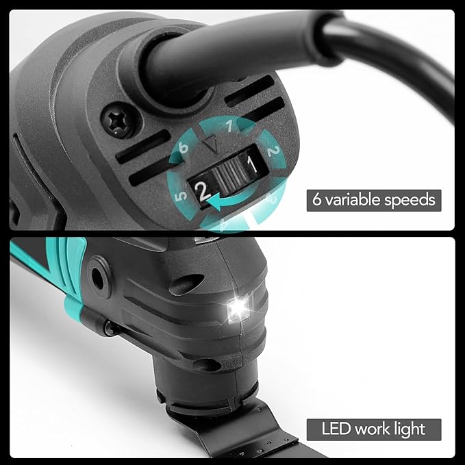 3.2째 Oscillating Multi-Tool Kit with Quick-Change & 6-Speed | 2.5A Motor for Smooth Cutting, Sanding, Scraping | Low Vibration & 17pc All-in-One Kit