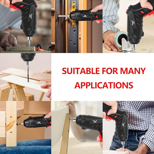 16 in 1 Electric Screwdriver Cordless Rechargeable Small Power Drill Set 3.6V Li-ion 3.5Nm Max Torque Electric Rotatable with LED Light Screwdriver for Home Office DIY Tools (Black)