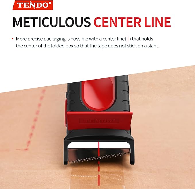 Heavy Duty Shipping Tape Dispenser: TENDO째 Essential Line ??Reusable, Replaceable, Eco-Friendly 2?쇺?Master Piece Dispenser for Pros with Patented 10째 Sloped Chromium Blades - P-2200 (4th Gen.)_Red