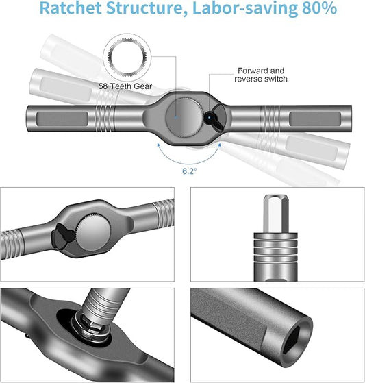 42 in 1 Magnetic Screwdriver, DIY Ratchet Screwdriver Set, Multi Bit Ratcheting Screwdriver Set with Storage Case Repair Tool Kit for Computer Eyeglass Bicycles Watch, Furniture