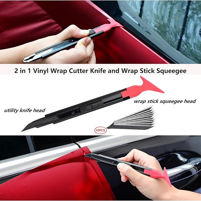 EHDIS Window Tint Kit Vinyl Wrap Tool with Bulldozer Squeegee,Windshield Back Tint Scraper, Small Rubber Squeegee, Wrap Stick, Film Cutter for Car Wrapping Window Film Installation