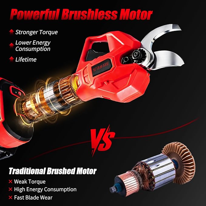 Electric Pruning Shears竊? inch (50mm) Cutting Diameter Electric Pruner with LCD Display 2 * 2.0Ah Batteries Brushless Cordless Garden Shears for Branch,Fruit,Yard and Tree Trimming