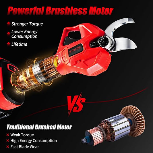 Electric Pruning Shears竊? inch (50mm) Cutting Diameter Electric Pruner with LCD Display 2 * 2.0Ah Batteries Brushless Cordless Garden Shears for Branch,Fruit,Yard and Tree Trimming