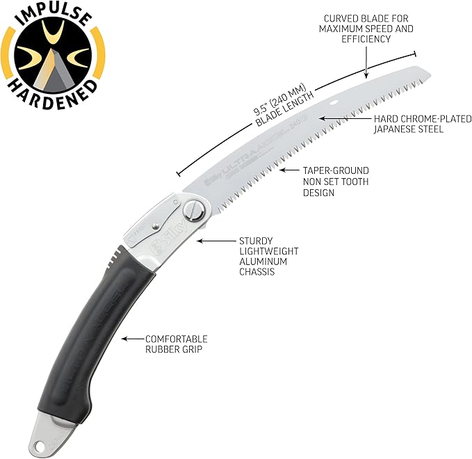 Silky Ultra Accel Professional 240mm Curved Folding Saw Large Teeth (446-24)